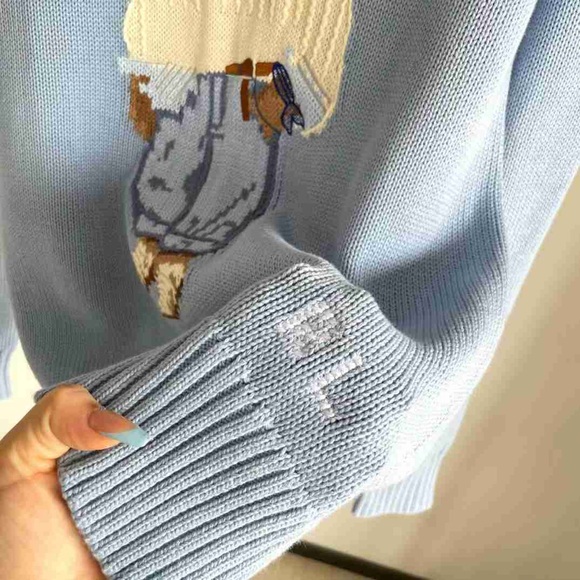 Ralph Lauren Blue Sweater with Bear Design - Picture 5 of 7